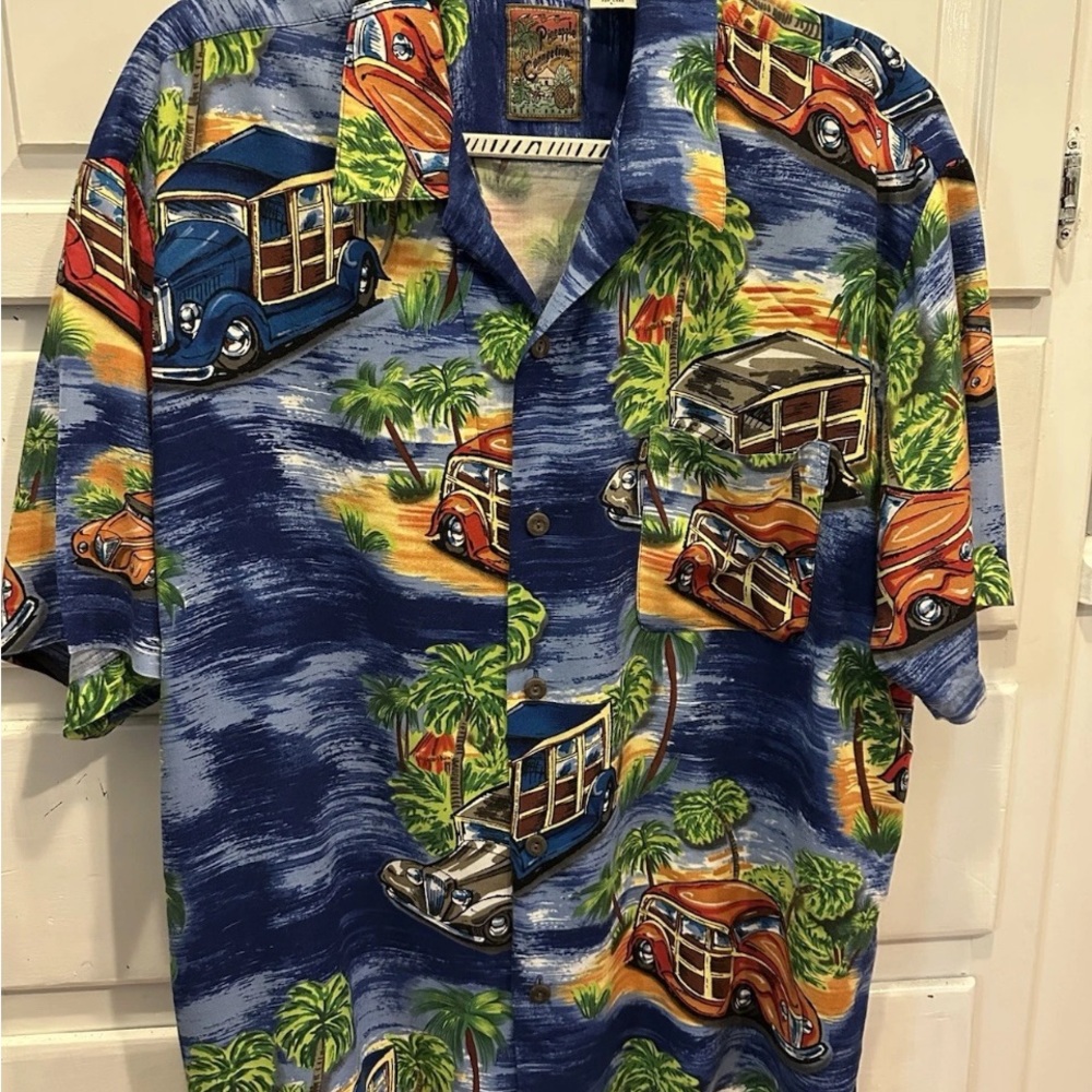 Hawaiian Short Sleeved Men’s Cotton Shirt Button Up Classic Design Vintage L